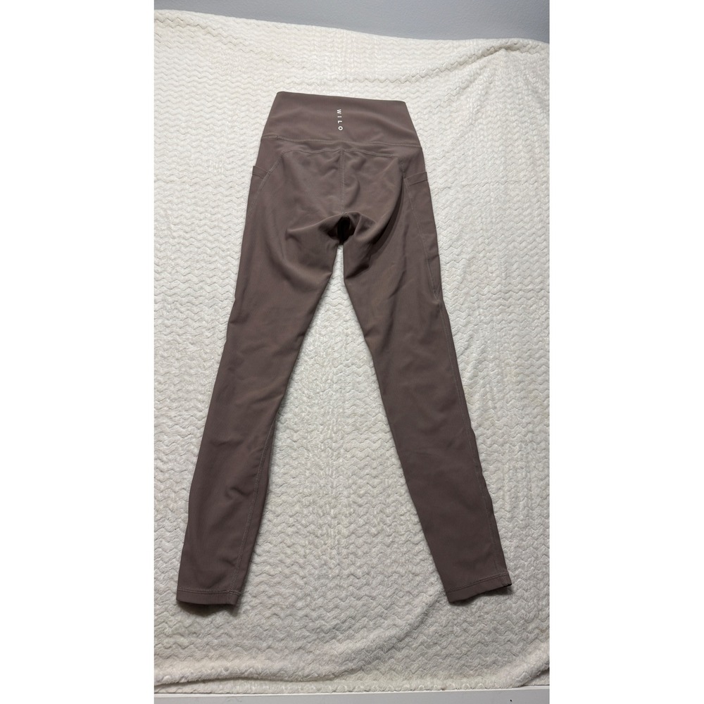 Wilo The Label Women Ribbed High Waisted Pocket Leggings Mauve Brown Size S
